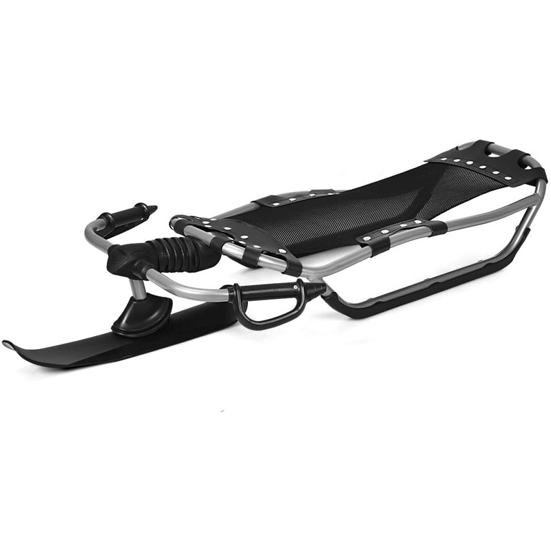 Snow Racer Sled, 55in Ski Sled Slider Board with Textured Grip Handles, Ergonomic Nylon Mesh Seat