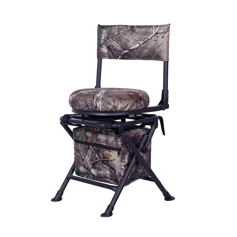 padded foldable swivel hunting chair with gear bag