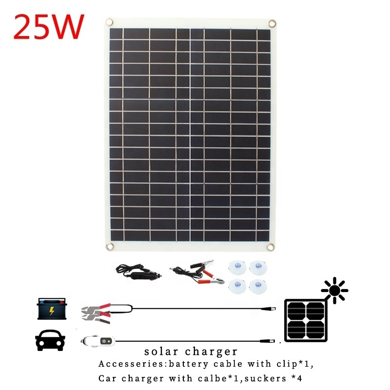 MEGSUN 25W 18V 5V Solar Panel Trickle Charger for Automobile Motorcycle Boat Tractor Power Panel Charger