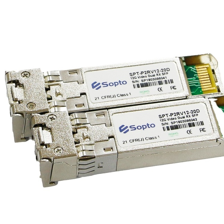 Sopto 12G Video SDI Transceiver SFP 20km LC Interface With DDM Dual Receiver 12G SFP Module