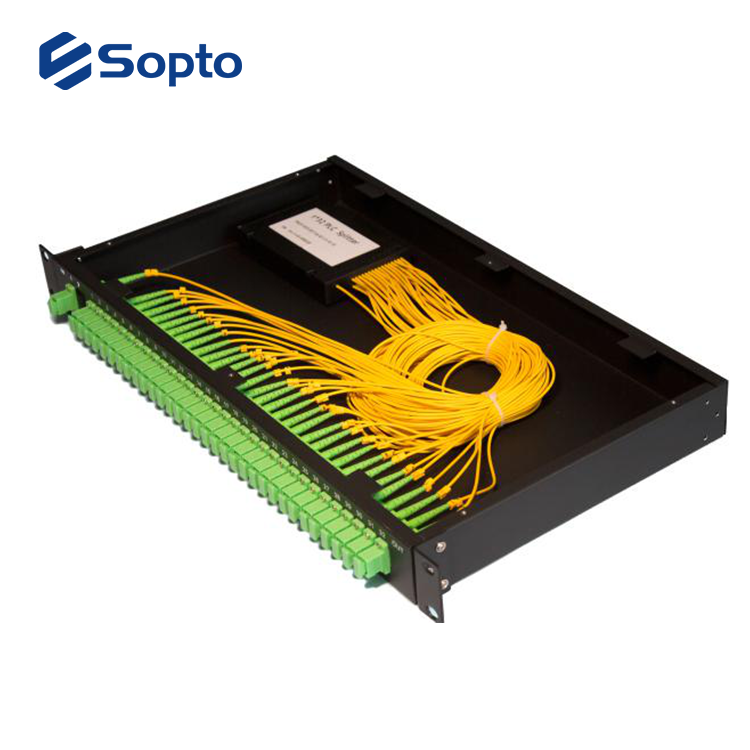 Sopto PLC Fiber Optic Splitter 1*4 1*8 1*16 1*32 Customized ABS Box Steel Tube Type PLC Splitter