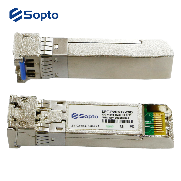 Sopto 12G Video SDI Transceiver SFP 20km LC Interface With DDM Dual Receiver 12G SFP Module