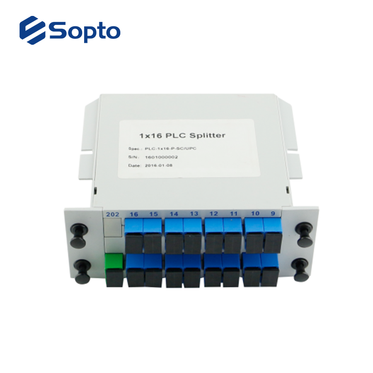 Sopto PLC Fiber Optic Splitter 1*4 1*8 1*16 1*32 Customized ABS Box Steel Tube Type PLC Splitter