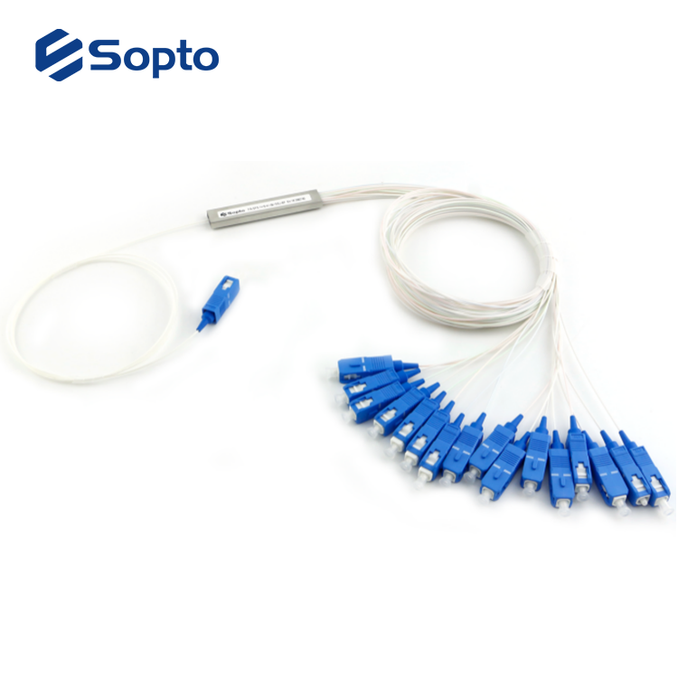 Sopto PLC Fiber Optic Splitter 1*4 1*8 1*16 1*32 Customized ABS Box Steel Tube Type PLC Splitter