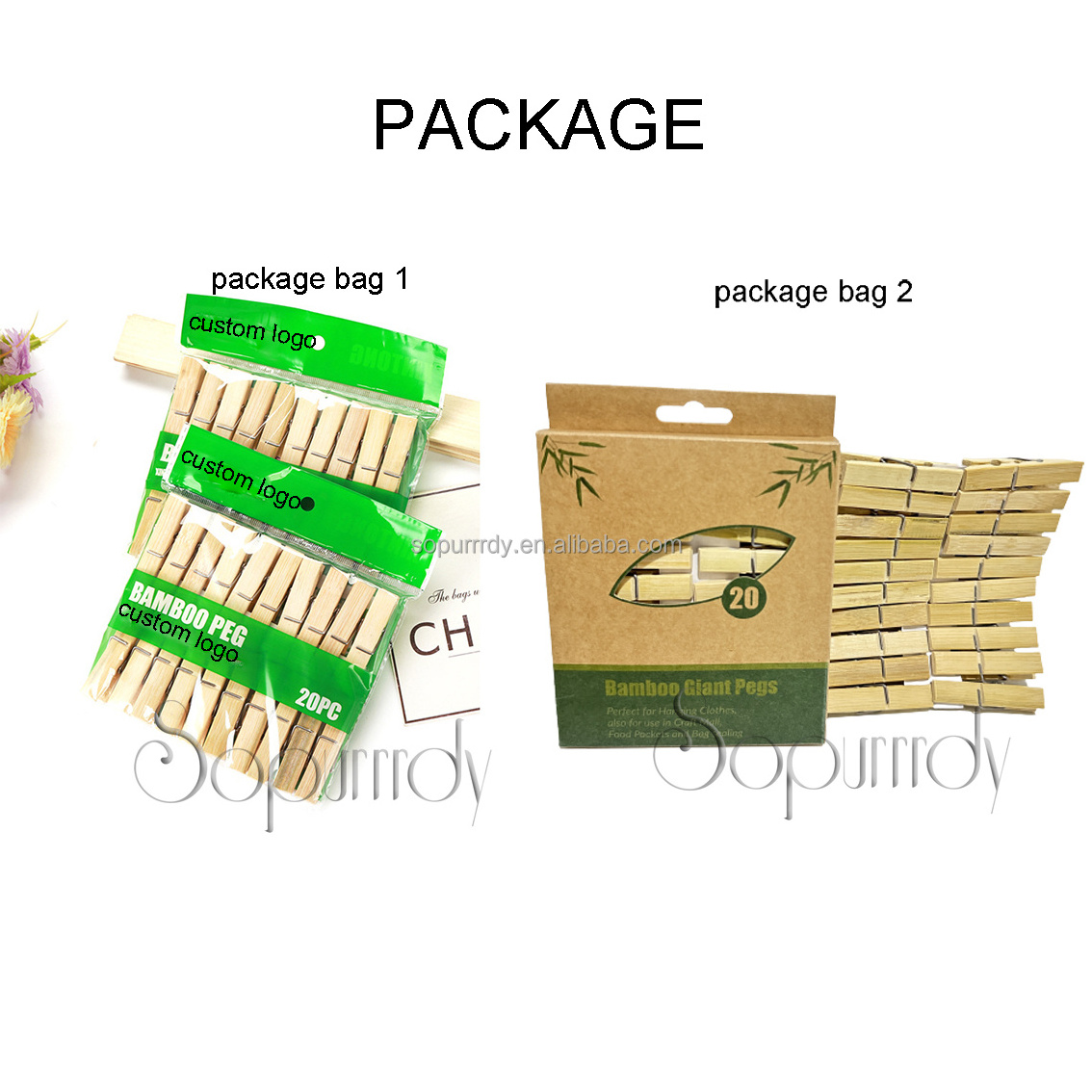 Multi Purpose Cloth Eco-friendly natural bamboo laundry hanging craft mini clothespins peg with customize logo