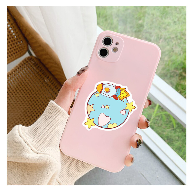 Wholesale Cute 3D Planet Star Wall Sticker 50pcs DIY Mobile Phone Back Decorative PVC Notebook Cup Trunk Astronaut Sticker Set