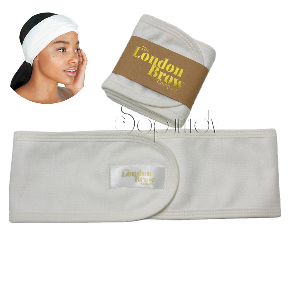 Custom Logo Label Custom Logo Printing LOW MOQ New Design Women Custom Shower Yoga Makeup Spa Bamboo Cotton Headband