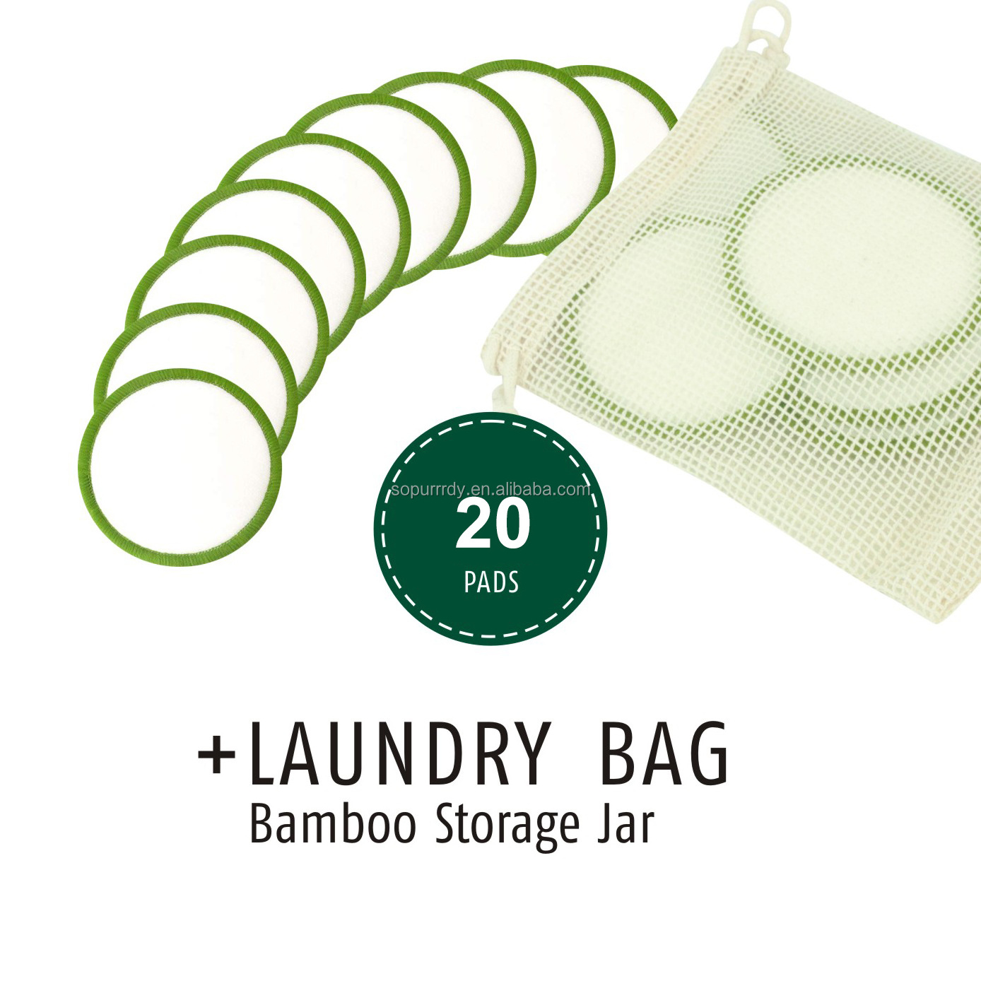 Luxury private label reusable finger hemp & cotton bamboo organic cotton cosmetic makeup remover round pads storage box holder