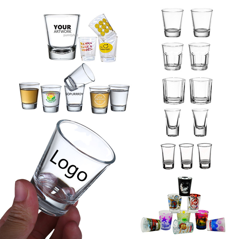 Personalized Sublimation Blanks Custom Shot Glasses Logo Mexican Tequila Espresso Shot Cups Coffee Bar Supplies