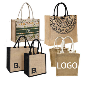 Wholesale Eco Friendly Jute Tote Bags Custom Logo And Size Natural Linen Hemp Shopping Women Travel Fashion Beach Burlap Bag