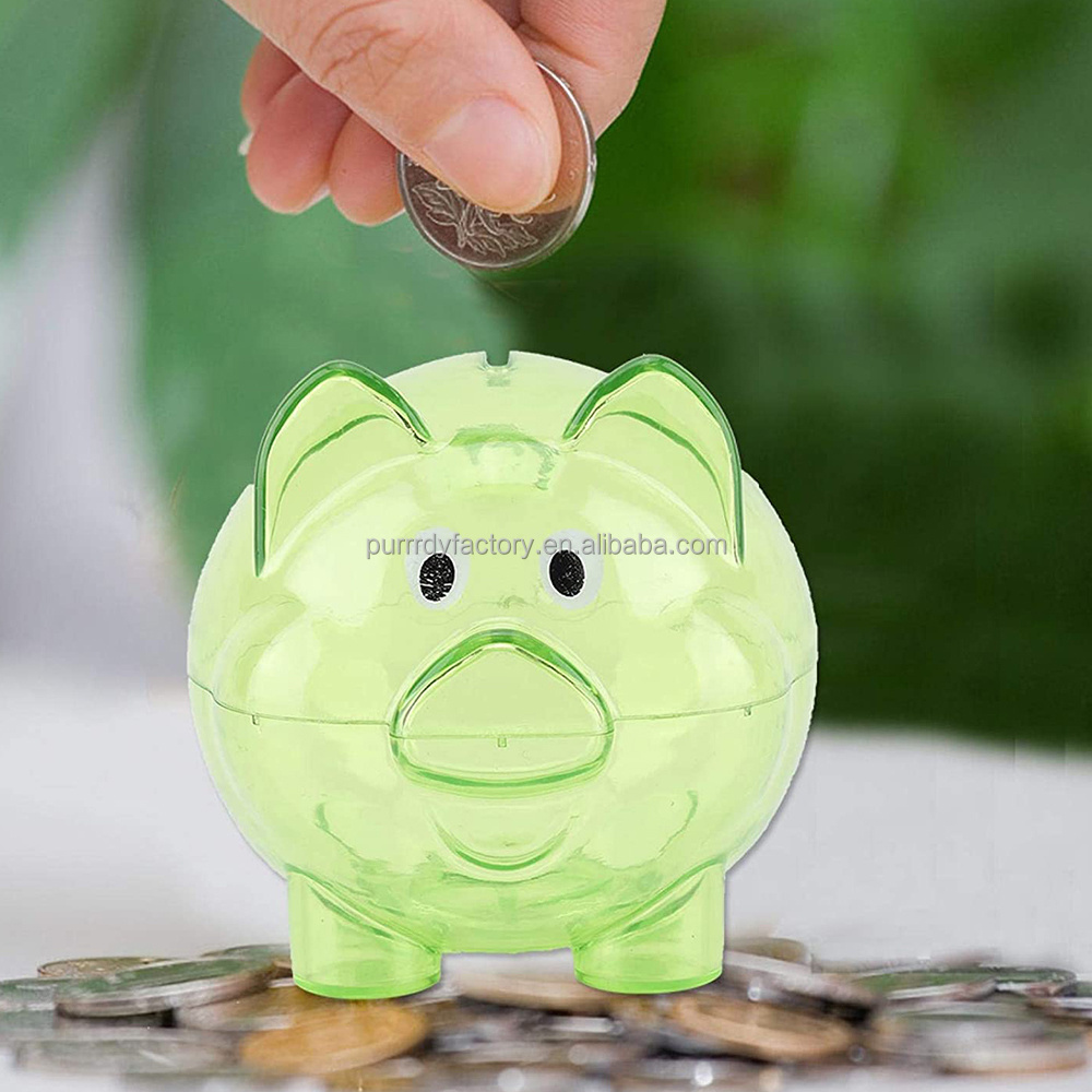 Custom Logo Plastic Mini Atm Piggy Bank For Kids Saving Money Piggy Bank Colorful Transparent Money Saving Box Boys Girl Toys