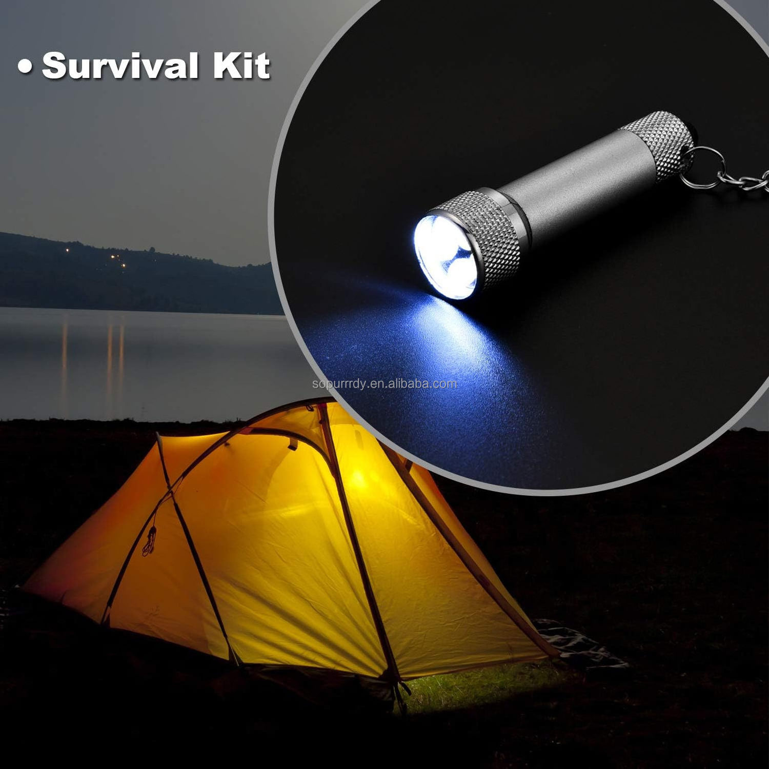 Promotional Custom Logo Aluminum Mini Pocket Led Flashlight Keychain Portable 5 Bulb LED Flashlight for Camping Party Favors