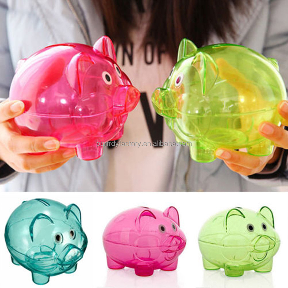 Custom Logo Plastic Mini Atm Piggy Bank For Kids Saving Money Piggy Bank Colorful Transparent Money Saving Box Boys Girl Toys