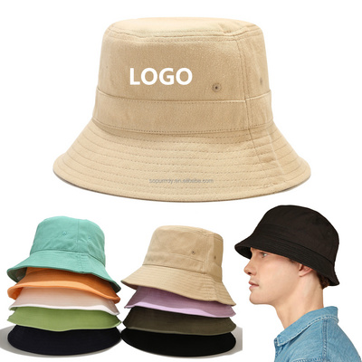 Hot Summer Bucket Hat Trendy Custom Logo Cotton Sun Hat for Beach Golf Fishing Outdoor Vacation Bucket Hat for Men and Women