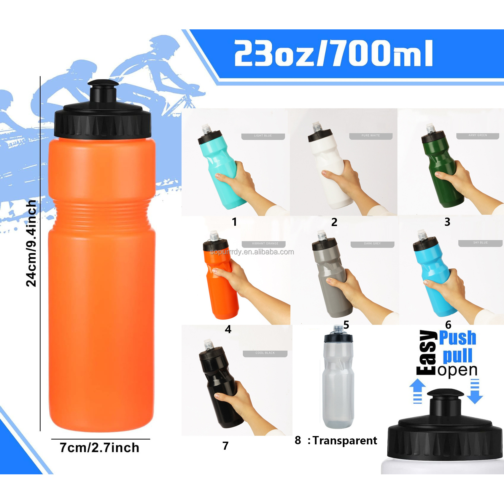 700ml Customized New Design Mouth Sports Travel Bottle Outdoor Drinking Water Cup Plastic Water Bottle Bpa Free With Custom Logo