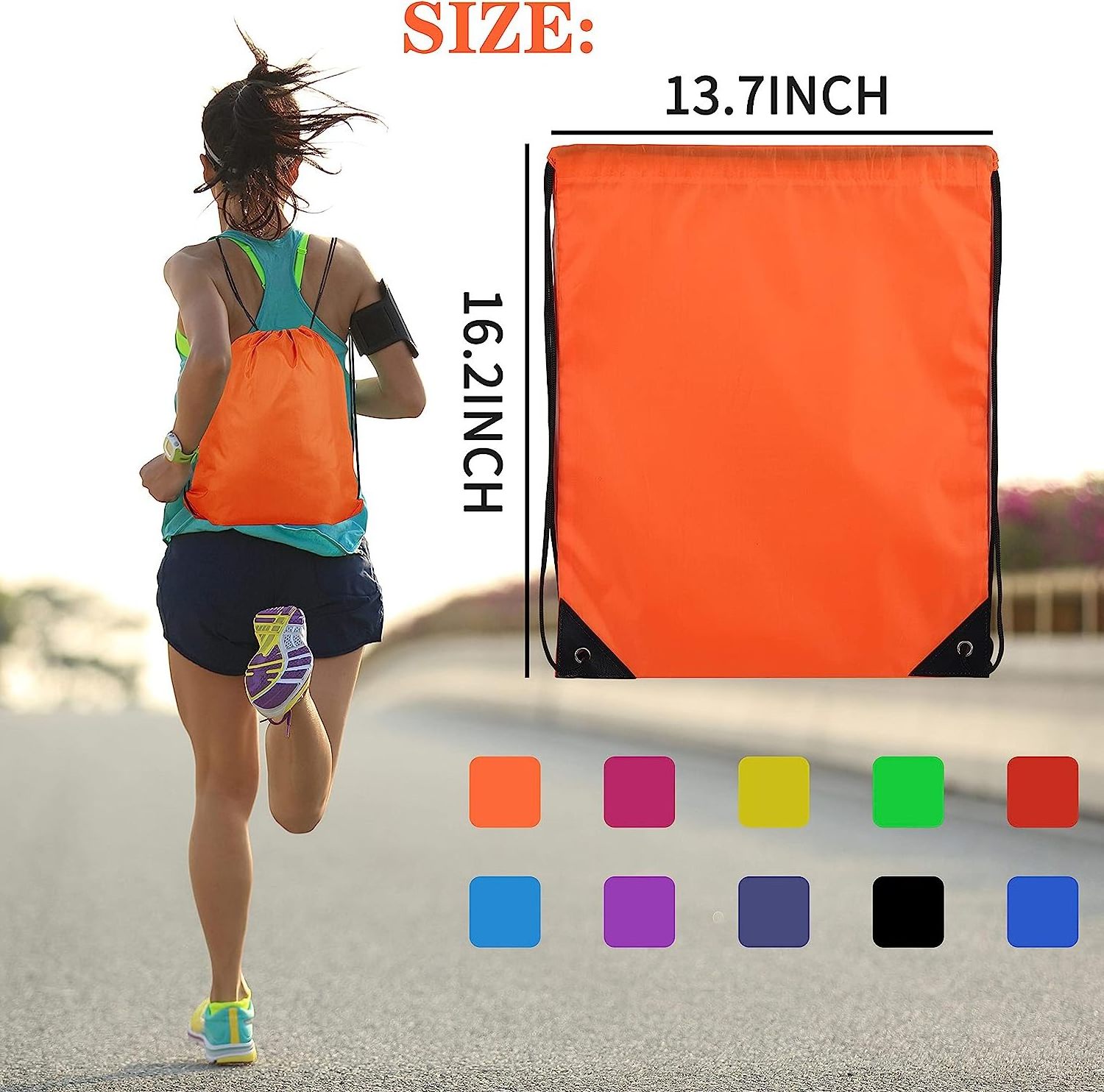 Custom logo printed calico backpack oem gift plain polyester nylon sports gym dust bag drawstring customised drawstring bag