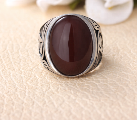 Natural yemeni agate rings Aqeeq Men bangkok ruby ring For Middle Eastern Muslim