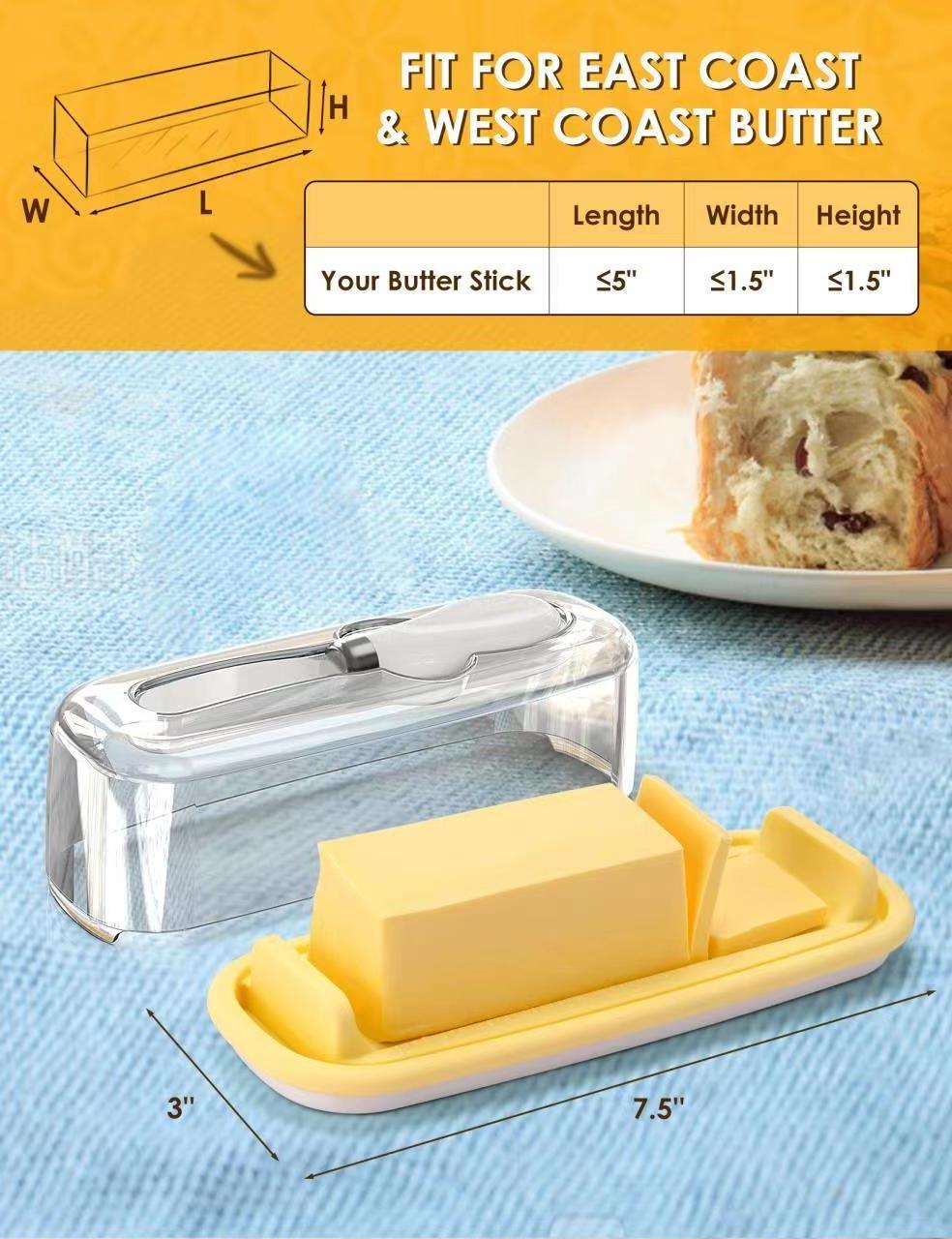 OEM ODM Silicone Base Butter Container Keeper Holder Butter Dish for countertop and fridge with Lid and Stainless Steel Knife