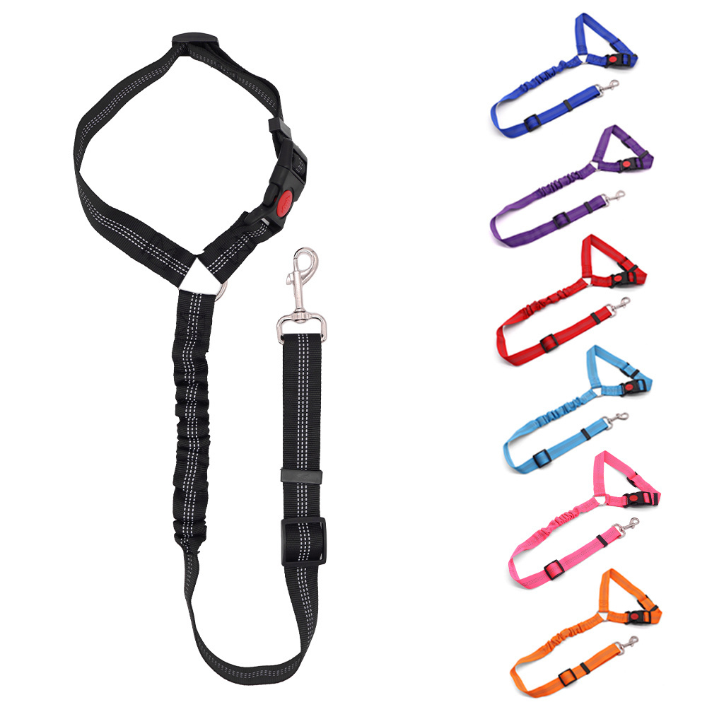 Factory Wholesale Safety Heavy Duty Durable Retractable Adjustable Bungee Nylon Dog Pet Vehicle Car Seatbelts Seat Leash Belt