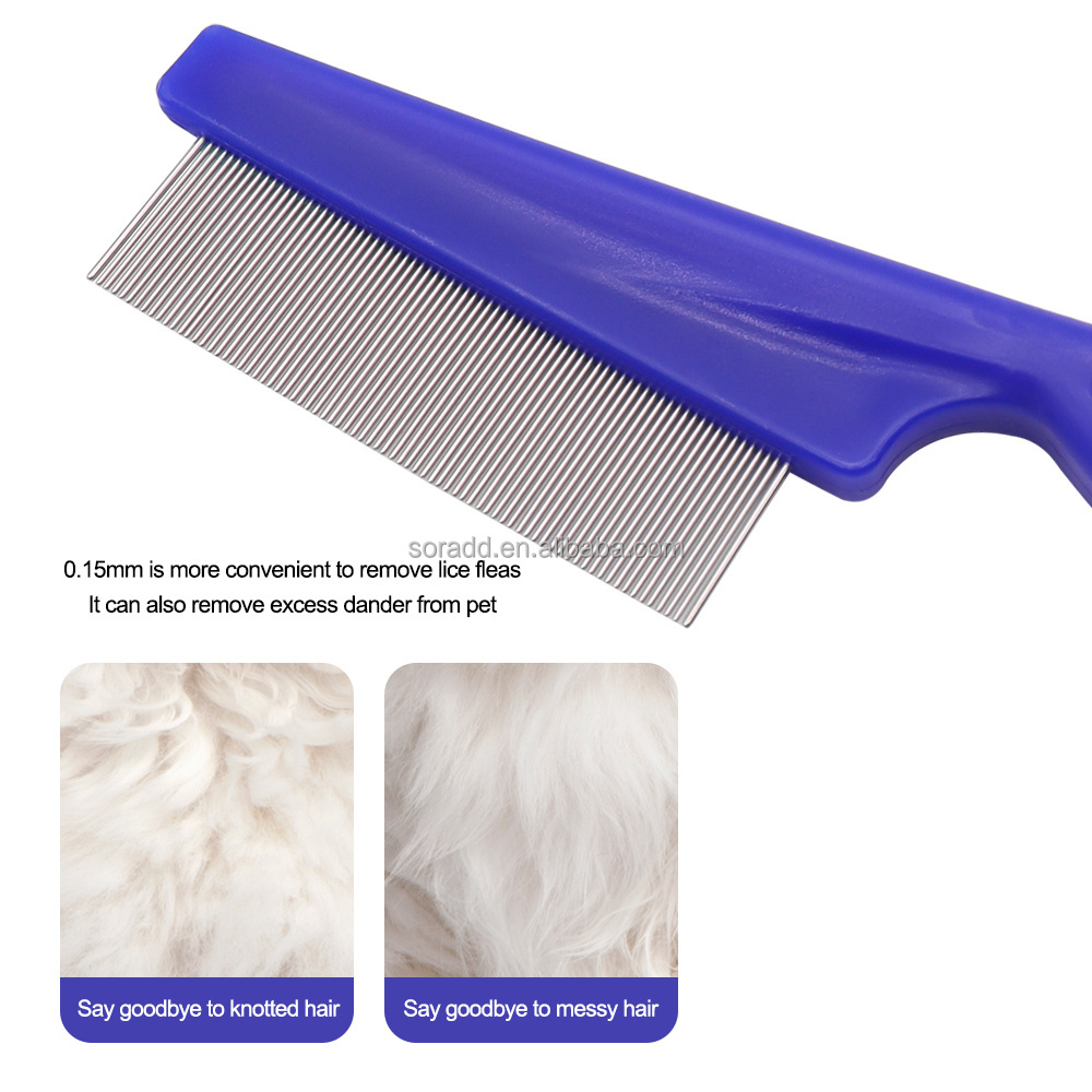 Factory Price Stainless Steel Cat Dog Pet Hair Grooming Flea Lice Comb Kit Tool with Rounded Teeth For Tear Stain Remover