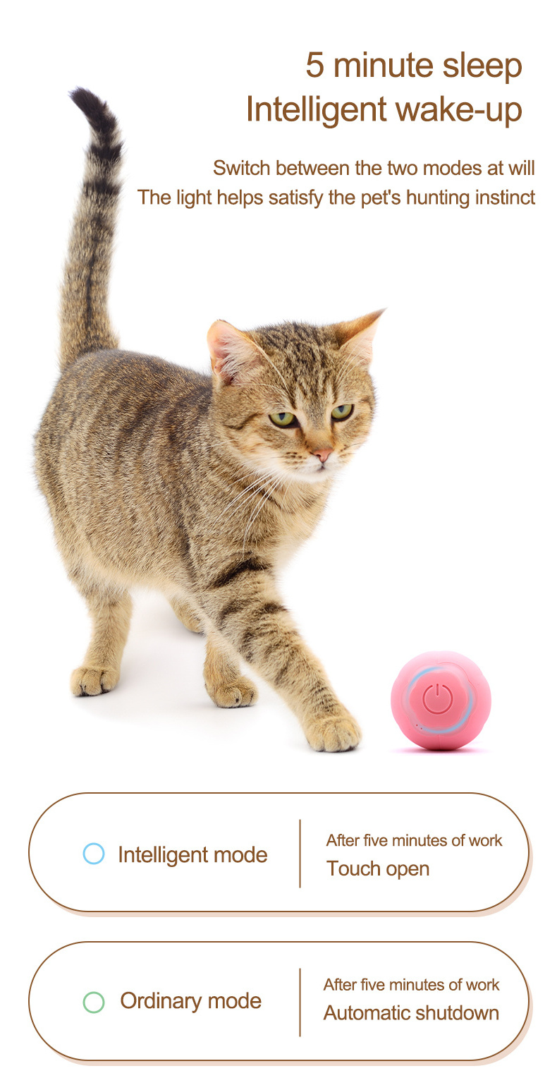 OEM ODM Automatic Moving Bouncing USB Rechargeable Smart Interactive Cat Dog Pet Rolling Balls Toy with LED Light