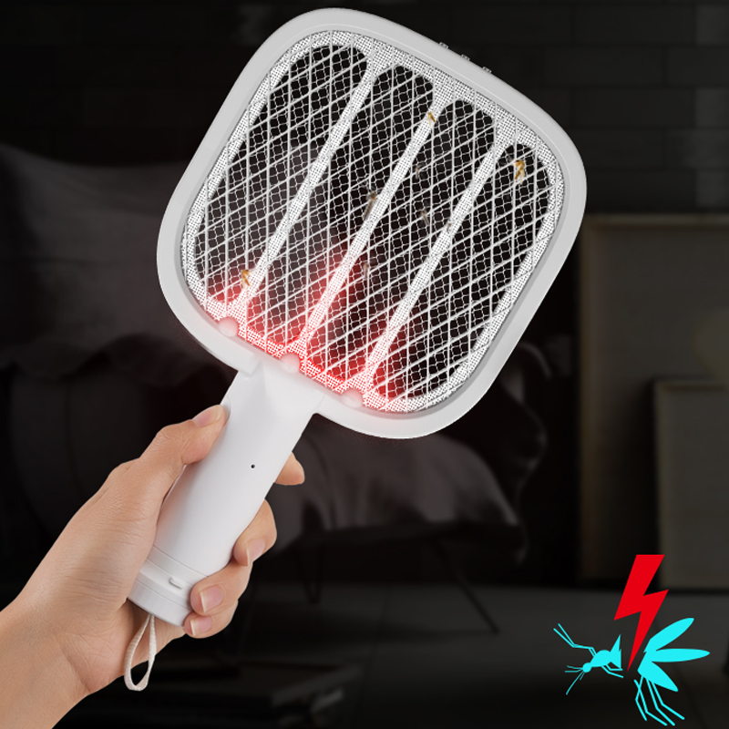 Rechargeable Bug Zapper Racket with Safe to Touch Mesh Net - Kills Insects, Gnats, Mosquitoes