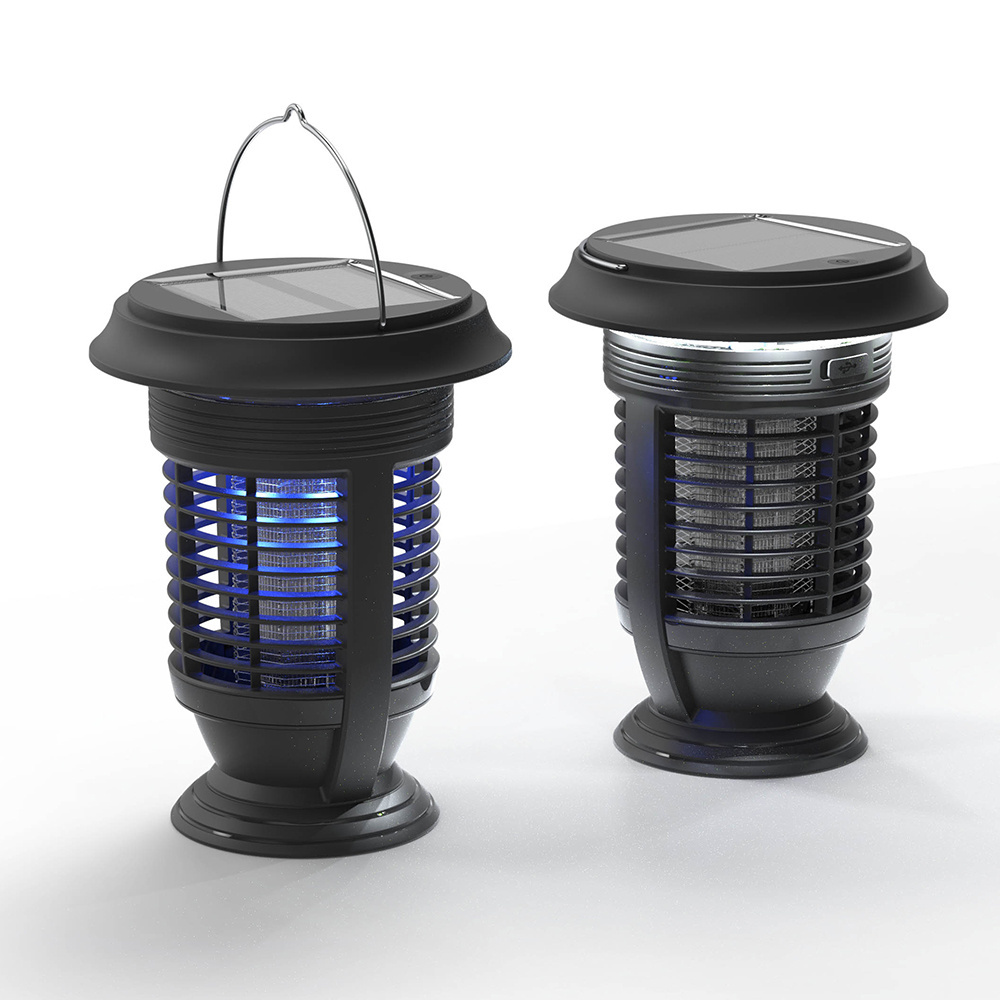 NEW IMPROVED Solar powered outdoor dual modes cordless bug zapper,mosquito killer light