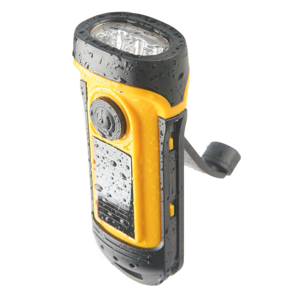 Solar Waterproof Wind Up Torch, Emergency Hand Crank Dynamo Flashlight