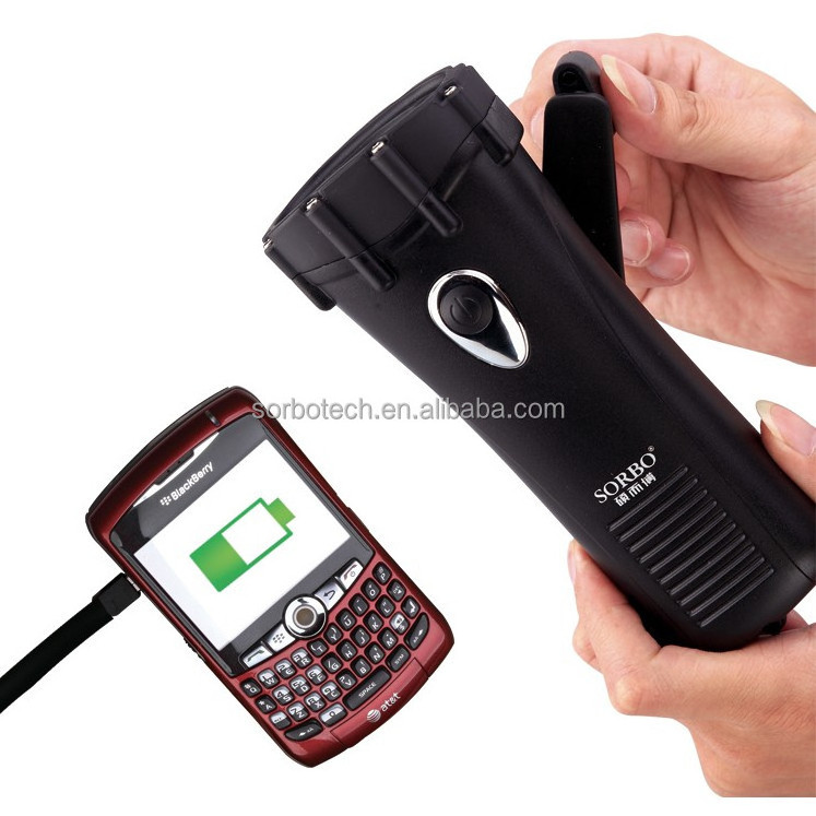 Waterproof and Shockproof Dynamo Hand Crank Flashlight with Phone Charger Rechargeable Flashlight