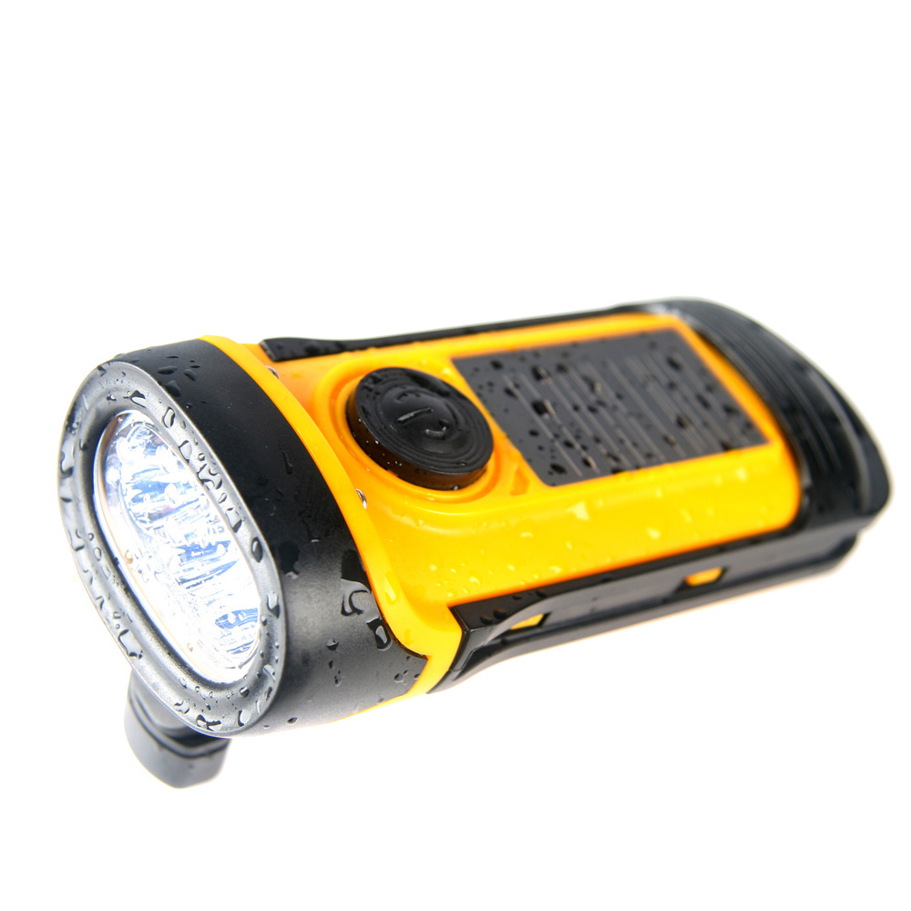 Solar Waterproof Wind Up Torch, Emergency Hand Crank Dynamo Flashlight