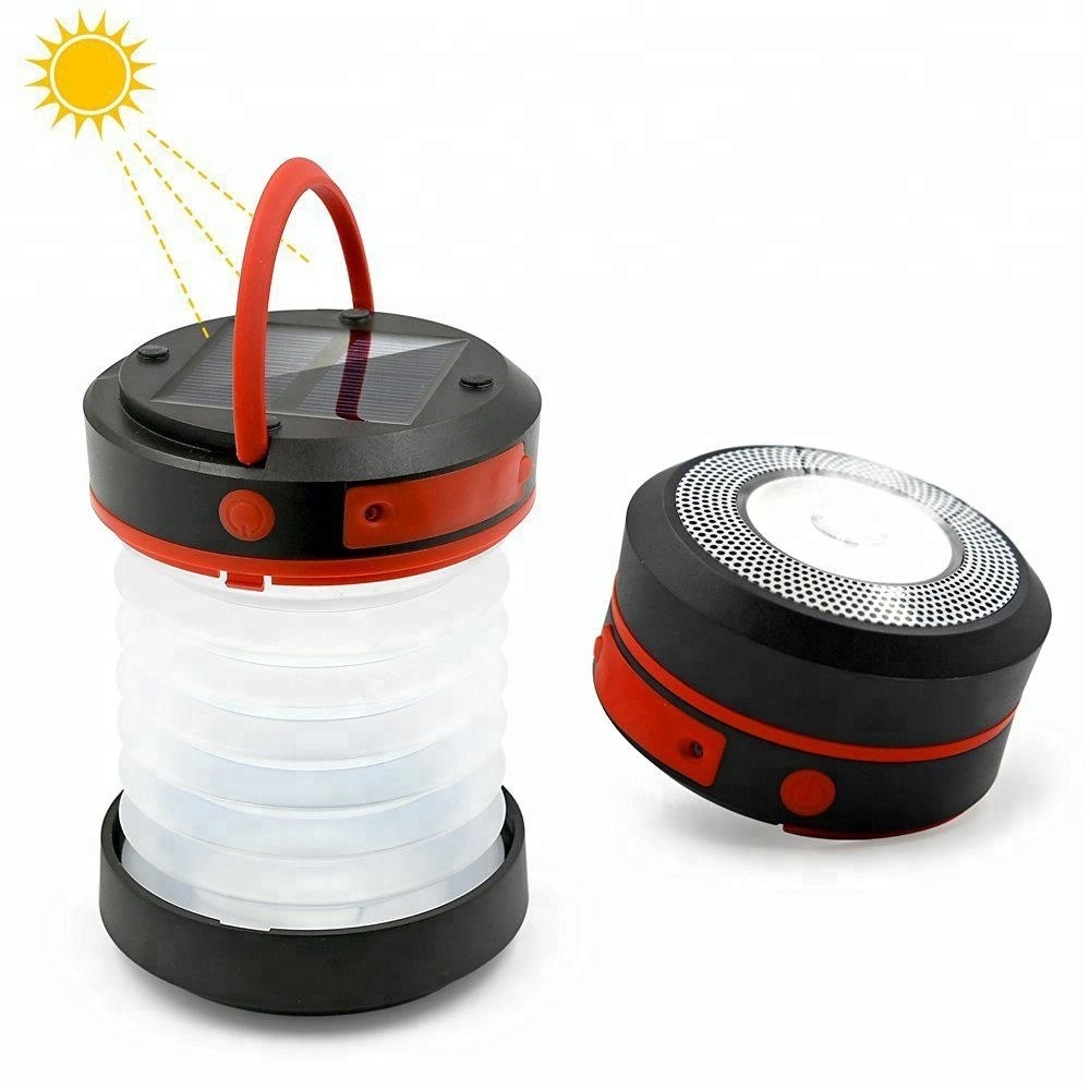 Collapsible Emergency Solar USB Rechargeable Camping LED Lantern with Power Bank