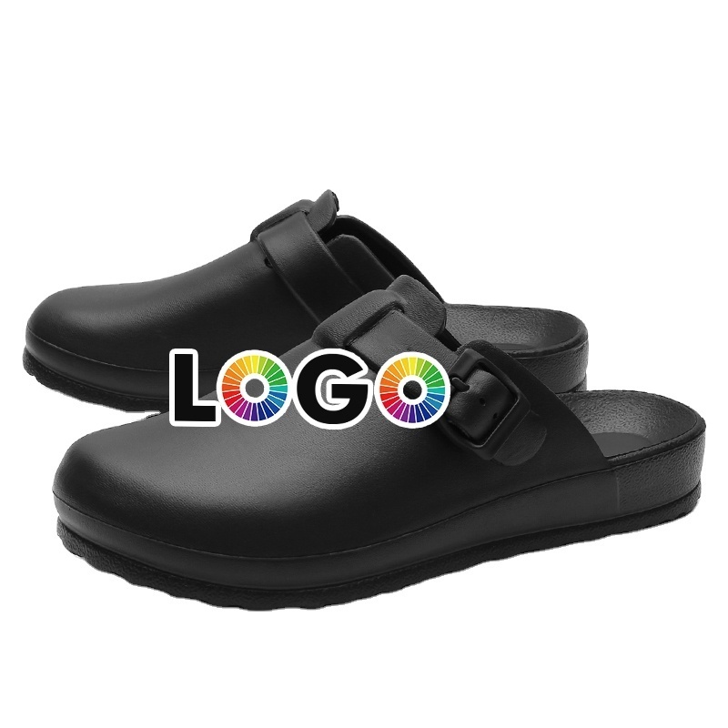 Soreca High Quality Buckle Strap Custom Logo Print Comfy Slides Men Custom Sandals Cheap Slide Shoes Men Half Shoes For Men