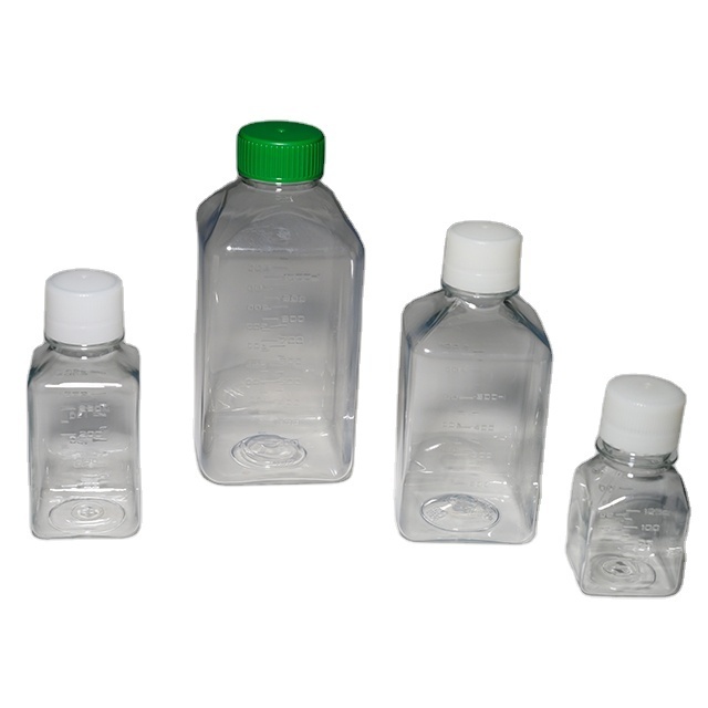 Sorfa laboratory PET square sterile sample bottle HDPE screw cap plastic wide mouth culture media bottles