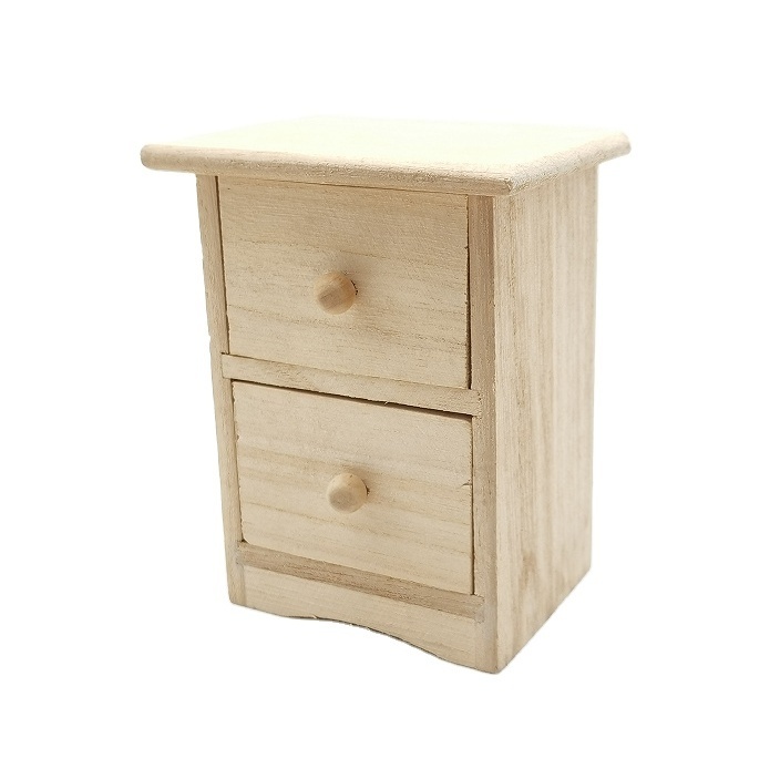 Mini unfinished wooden toy box with two drawers small gift box