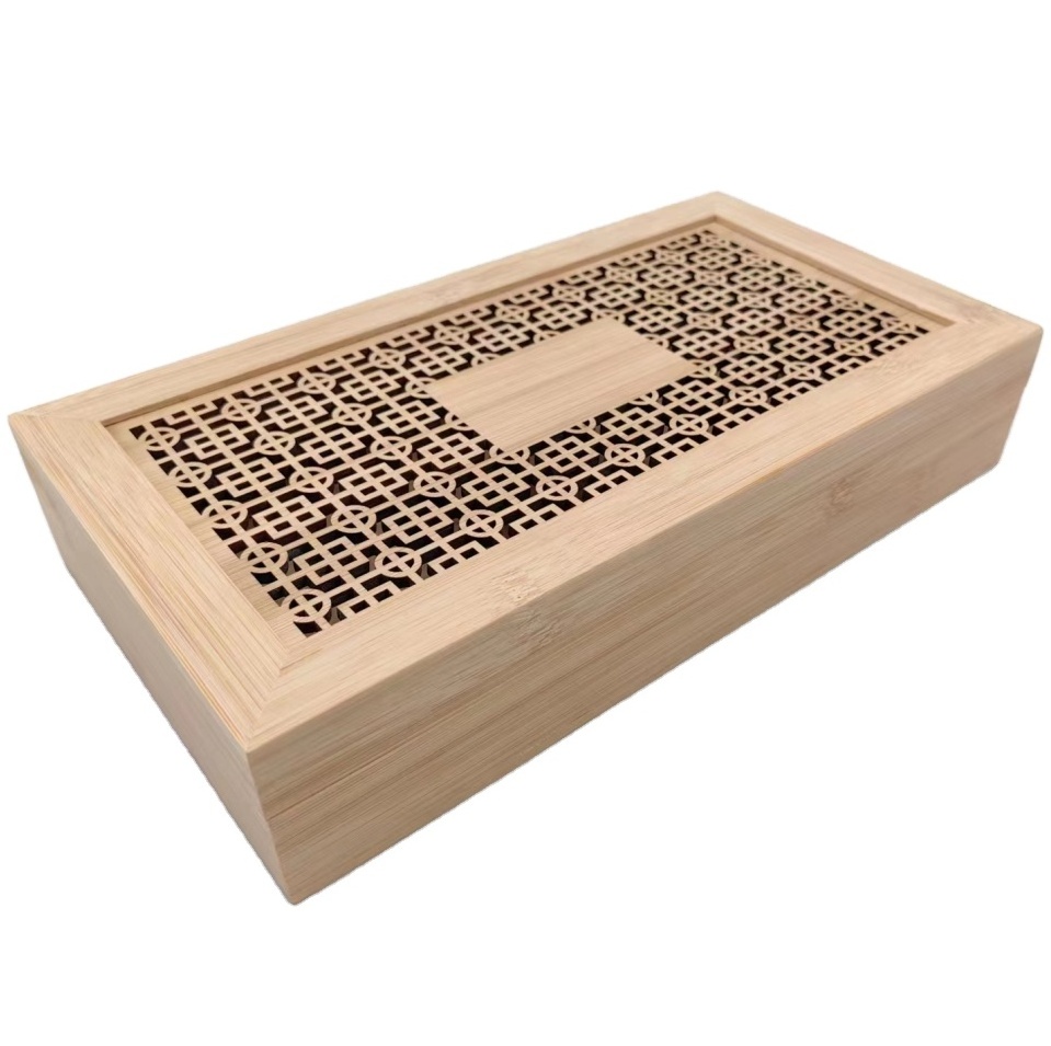 Wooden incense boxes bamboo hollow-out packaging box customized wood box