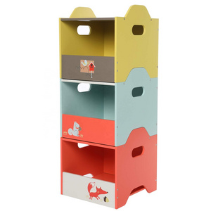 Storage Bins Toy Wooden Storage Cubes Box Kid Toy Organizer and Storage for 1-5 Years Old 3 Toy Stacking Bins Cube