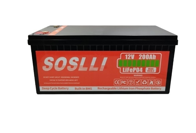 CE certificate solar battery 12v 200ah lifepo4 battery for solar energy RV golf cart