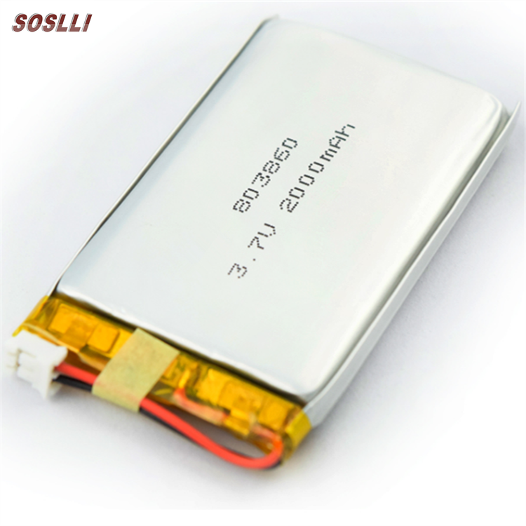 SOSLLI Li-Polymer Flexible Rechargeable Battery Lipo 803860 3.7V 2000Mah Li-Ion Battery