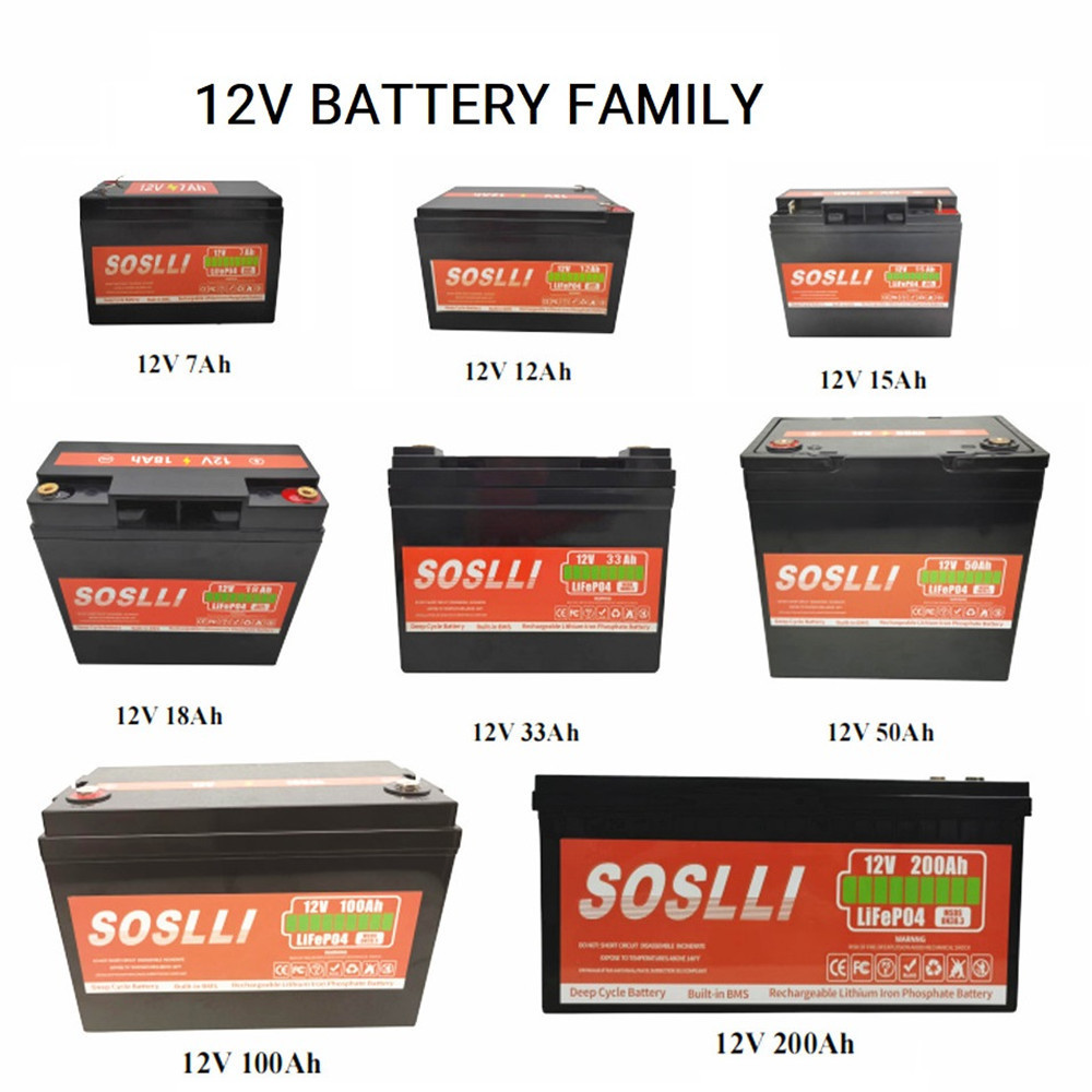 6000 Cycles Solar LiFePO4 12V 50Ah 100Ah 200Ah 7Ah 12Ah 15Ah 18Ah 33Ah Lithium LFP battery for solar wind energy storage ups gel