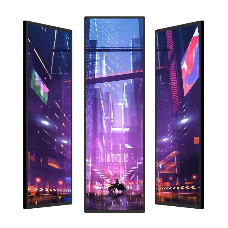 2023 Indoor 23.1 48 Inch Bar Screen Android Stretched Lcd Display Wide Shelf Edge Bar Type Display Shelf Display Lcd