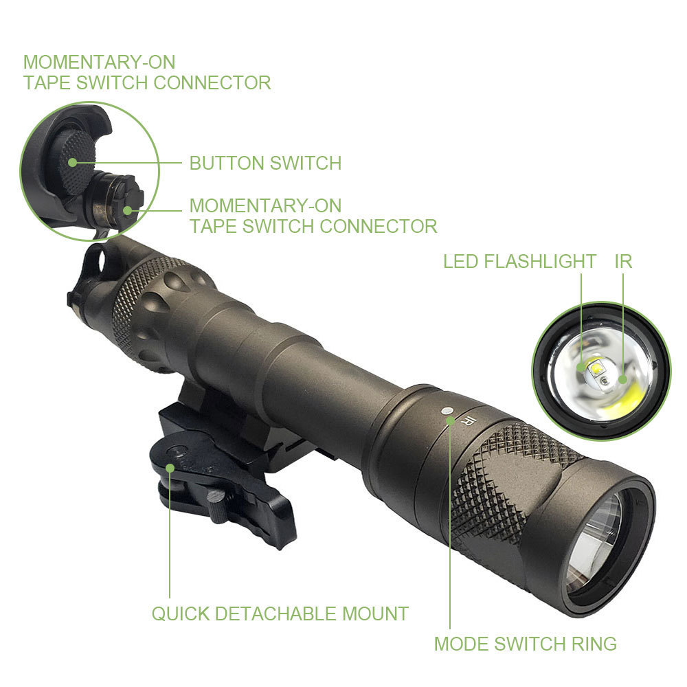 Weapon M622V IR Flashlight LED White and IR Illuminator Output Scout Light with ADM QD Mount SOTAC GEAR