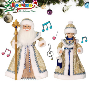 SOTE Wholesale Animated Russian Style Santa Claus Electric Doll Swing Plastic Christmas Decorations Dancing Ded Moroz With Music