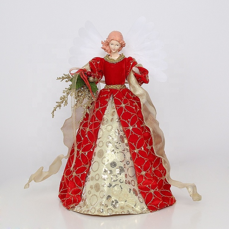 SOTE Battery Operated Red And Gold LED Light Christmas Angel Figurine 16