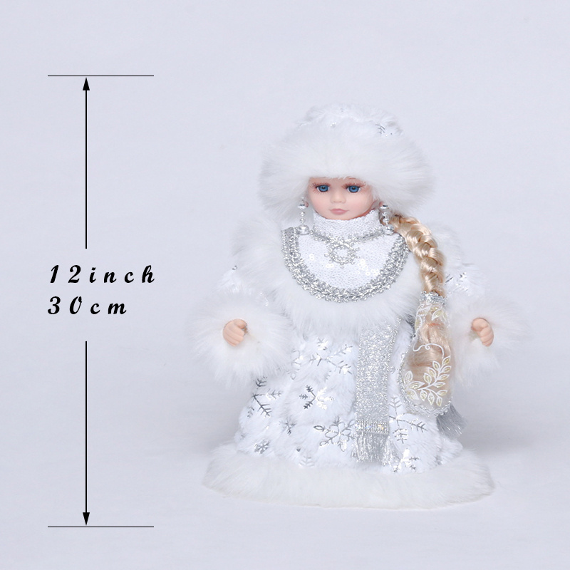 SOTE Popular New Style Silver Russian Snegurochka Musical Doll Singing Christmas Santa Claus