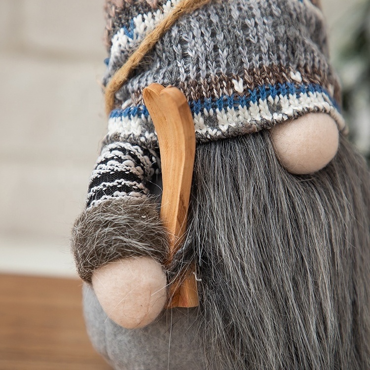 Dark Gray Knitted Summer Christmas Gnome Plush Collectible Holiday Decor Swedish Nordic Gnomes Ornaments With Long Dangling Legs