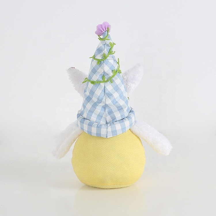 SOTE E1025AB Yellow Sitting Rabbit Ears Easter Gnomes Plaid Design Mini Purple Christmas Gnomes Plush Toy