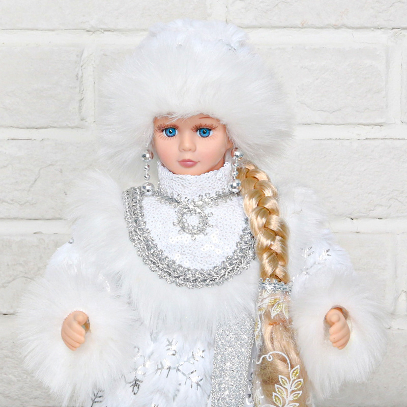 SOTE Popular New Style Silver Russian Snegurochka Musical Doll Singing Christmas Santa Claus