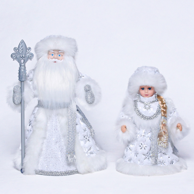 SOTE Popular New Style Silver Russian Snegurochka Musical Doll Singing Christmas Santa Claus