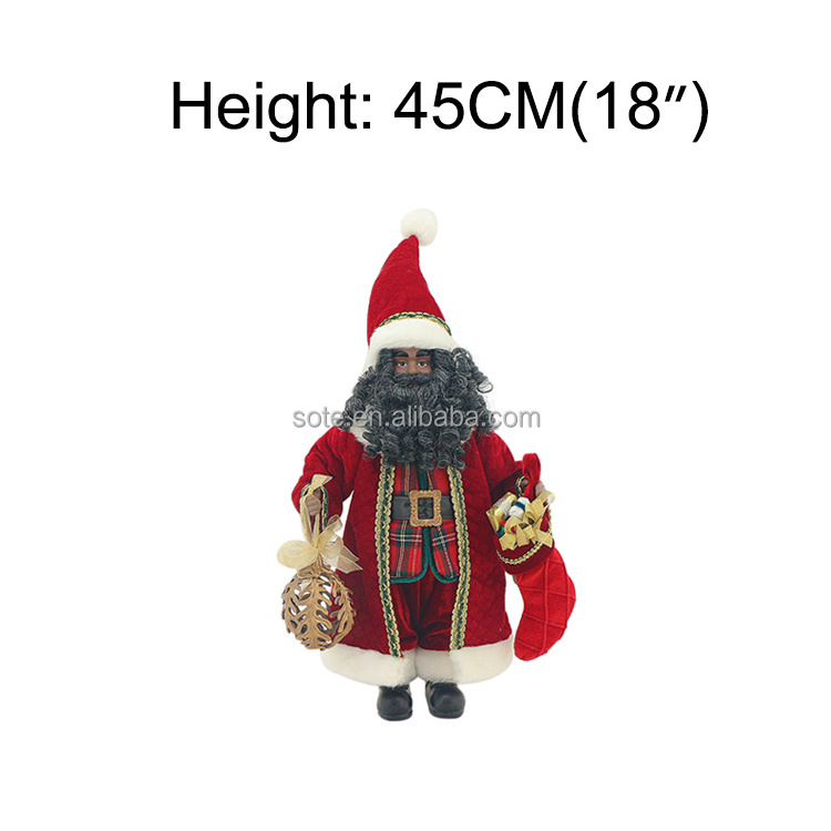 Custom African American Black Santa Claus Ceramic Christmas Santa Claus Figure Holiday Decorations