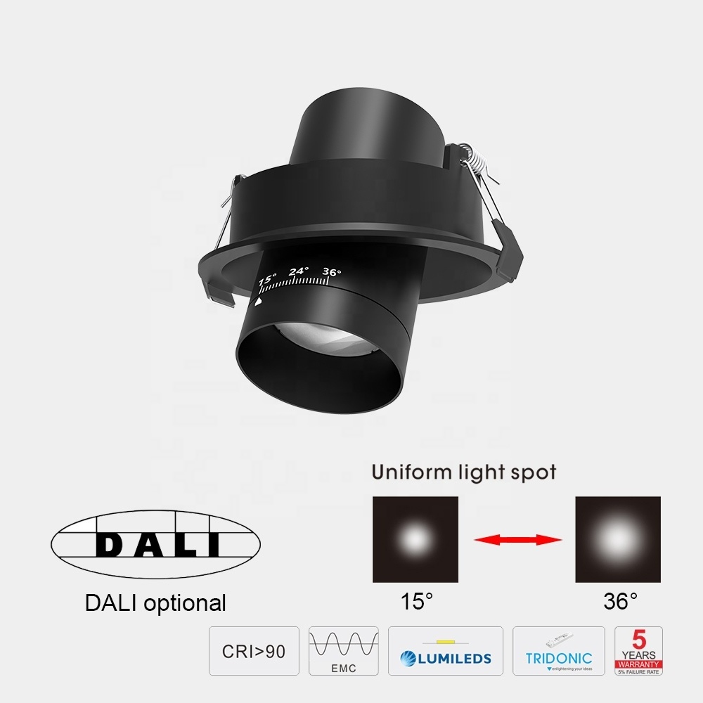 Triple Anti-glare Led gimbal light 15W Adjustable led down light zoomable recessed downlight